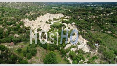 Listed Geological Site Of The Organs Of Ille-Sur-Tete, Fairy Chimneys, Viewed From Drone