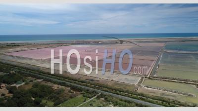 Salt Marsh, Salin De La Palme, Aude, France, Viewed From Drone