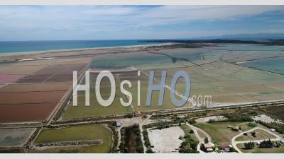 Salt Marsh, Salin De La Palme, Aude, France, Viewed From Drone