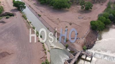 Rio Grande Water Diverted For Irrigation - Video Drone Footage