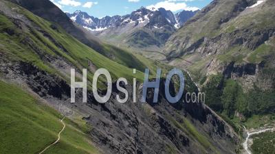 The Crevasses Trail In The Ecrins National Park, Hautes-Alpes, Viewed From Drone