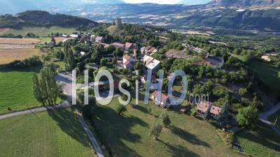 The Village Of La Bâtie-Vieille, Hautes-Alpes, France, Viewed From Drone