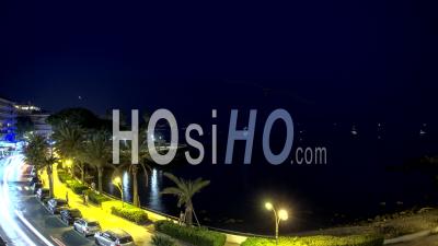 Timelapse During The Night On The Bay Of Antibes, French Riviera