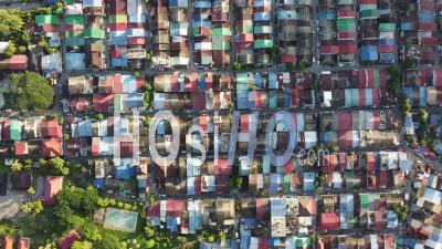 Aerial Look Down Organize Kampung Melayu - Video Drone Footage