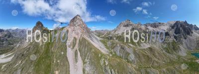 180 ° Panorama, Col Des Cerces, Savoie, France, Aerial Photo By Drone