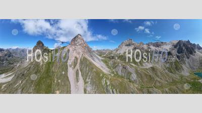 Panorama 180°, Col Des Cerces, Savoie, France, Photo Aérienne Par Drone