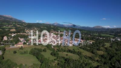 The Small Town Of Saint-Bonnet-En-Champsaur In The Hautes-Alpes, France, Viewed From Drone