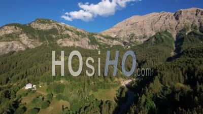 Mountains And Forest In The Champsaur Valley, Hautes-Alpes, France, Viewed From Drone