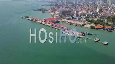 Aerial View Yacht Anchor At Penang Port Swettenham - Video Drone Footage