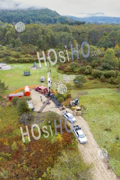 Workers Plug Abandoned Oil Well - Aerial Photography