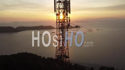 Aerial View Telecommunication Tower - Video Drone Footage