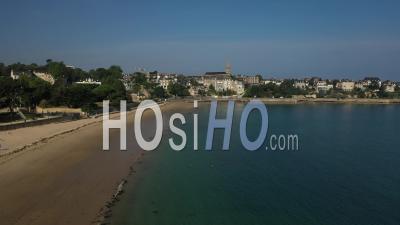 Prieure Beach In Dinard, Brittany, France - Video Drone Footage