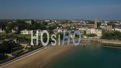 Prieure Beach In Dinard, Brittany, France - Video Drone Footage