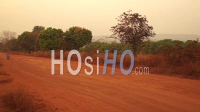 Dusty Road At Sunset Around Koundara Guinea 
