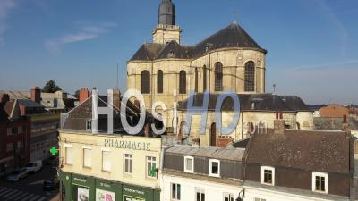Saint Gery Catholic Church Of Cambrai In Sunny Summer - Video Drone Footage