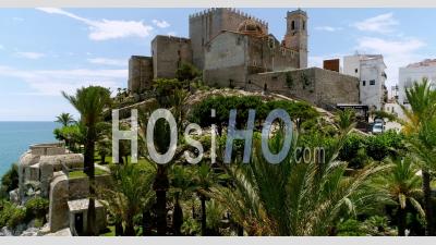 Aerial Footage Of Peniscola Castle, Valencia, Spain - Video Drone Footage