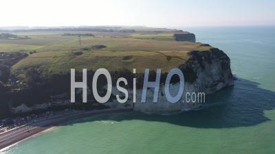 Cliff Of Yport With The Sea And The Sun - Video Drone Footage