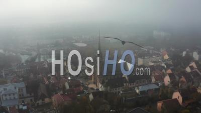 Montbeliard In The Autumn Mist - Video Drone Footage