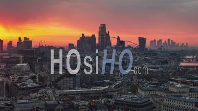 Skyline Of Capital, Establishing Aerial View Shot Of London Uk, United Kingdom - Video Drone Footage