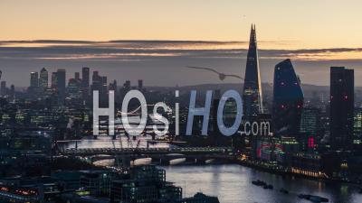 Poetic Morning, Establishing Aerial View Shot Of London Uk, United Kingdom - Video Drone Footage