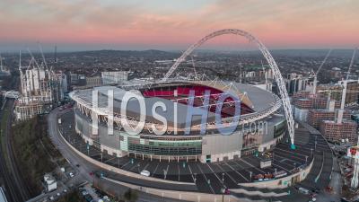 Wembley Stadium, Establishing Aerial View Shot Of London Uk, United Kingdom - Video Drone Footage