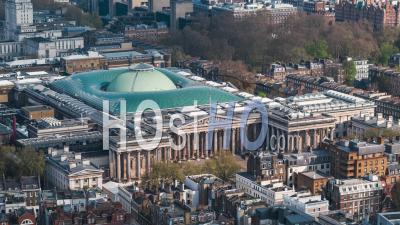British Museum, Establishing Aerial View Shot Of London Uk, United Kingdom - Video Drone Footage
