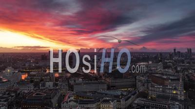Magic Light, City Skyline, Establishing Aerial View Shot Of London Uk, United Kingdom - Video Drone Footage