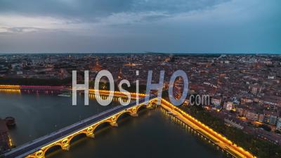 Late Afternoon, Evening , Establishing Aerial View Shot Of Toulouse Fr, Haute-Garonne, France - Video Drone Footage