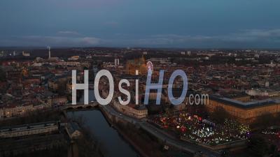 Old City Metz And Cathedral Saint-Etienne And Christmas Market - Video Drone Footage