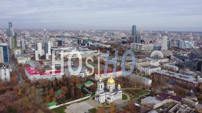 Cathedral Of Alexander Nevsky. Novo-Tikhvin Women's Monastery. Yekaterinburg - Video Drone Footage