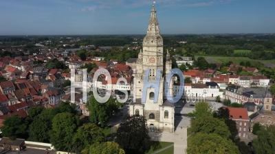 The Abbey Tower Of Saint-Amand-Les-Eaux - Video Drone Footage