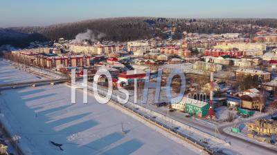 Top View Of The City Of Ivdel. Sverdlovsk Region. Russia - Video Drone Footage
