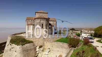 The Church Of Sainte-Radegonde In Talmont-Sur-Gironde - Video Drone Footage