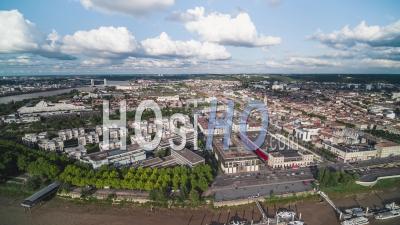 Day, Nice Light Clouds, Establishing Aerial View Shot Of Bordeaux Fr, World Capital Of Wine, Nouvelle-Aquitaine, France - Video Drone Footage