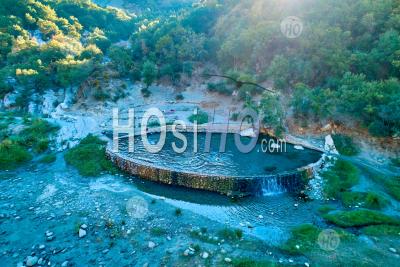 Thermal Springs Of Benje, River Lengarica, Lengarice, Near Permet, National Park Hotova-Dangell, Albania - Aerial Photography