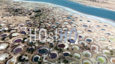 Unesco World Heritage A Sunny Day Senegal Over Salt Well Like A Color Paint - Video Drone Footage