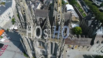 Quimper City Town Cathedral - Video Drone Footage