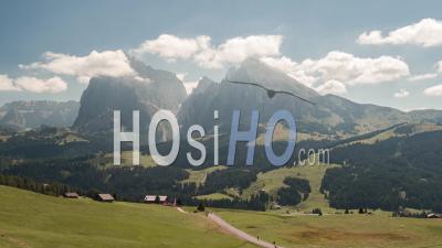 Alpe Di Siusi, Dolomites, Daytime - Video Drone Footage
