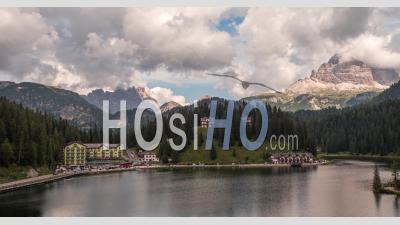 Lake Misurina, Dolomites, Daytime - Video Drone Footage