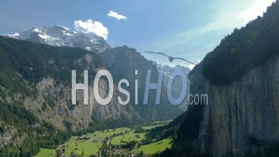 Lauterbrunnen, Switzerland, Daytime - Video Drone Footage