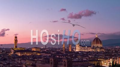 Firenze, Florence, Italy, At Dusk - Video Drone Footage