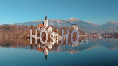 Bled Lake, Bled, Slovenia, Daytime - Video Drone Footage