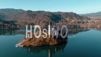 Bled Lake, Bled, Slovenia, Daytime - Video Drone Footage