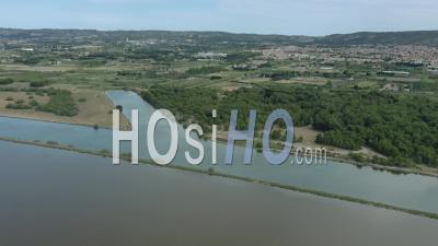 Berre L'etang, The Pond Of Berre And The Beach Of Jai, Marignane, Bouches-Du-Rhone, France - Video Drone Footage