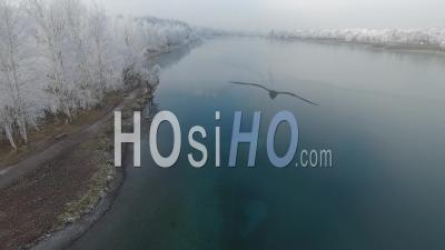 Passy Lake Under The Ice - Video Drone Footage