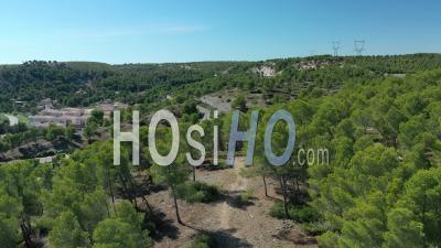 Pine Trees And Village Of Ensues La Redonne, Bouches-Du-Rhone, France - Video Drone Footage