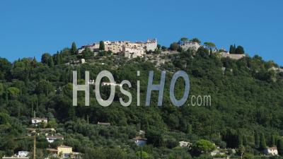 Village Of Cabris Perched On A Hill, Provence - Video Drone Footage