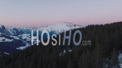 Blue Hour On The French Alps - Video Drone Footage