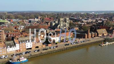 Kings Lynn Waterfront And Minster, Filmed By Drone