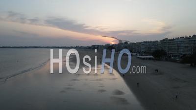 La Baule Sunset Beach In Springtime, France - Drone Point Of View
